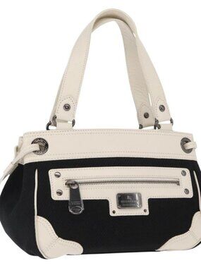 BURBERRY Blue Label Hand Bag Canvas Black Auth ka1019